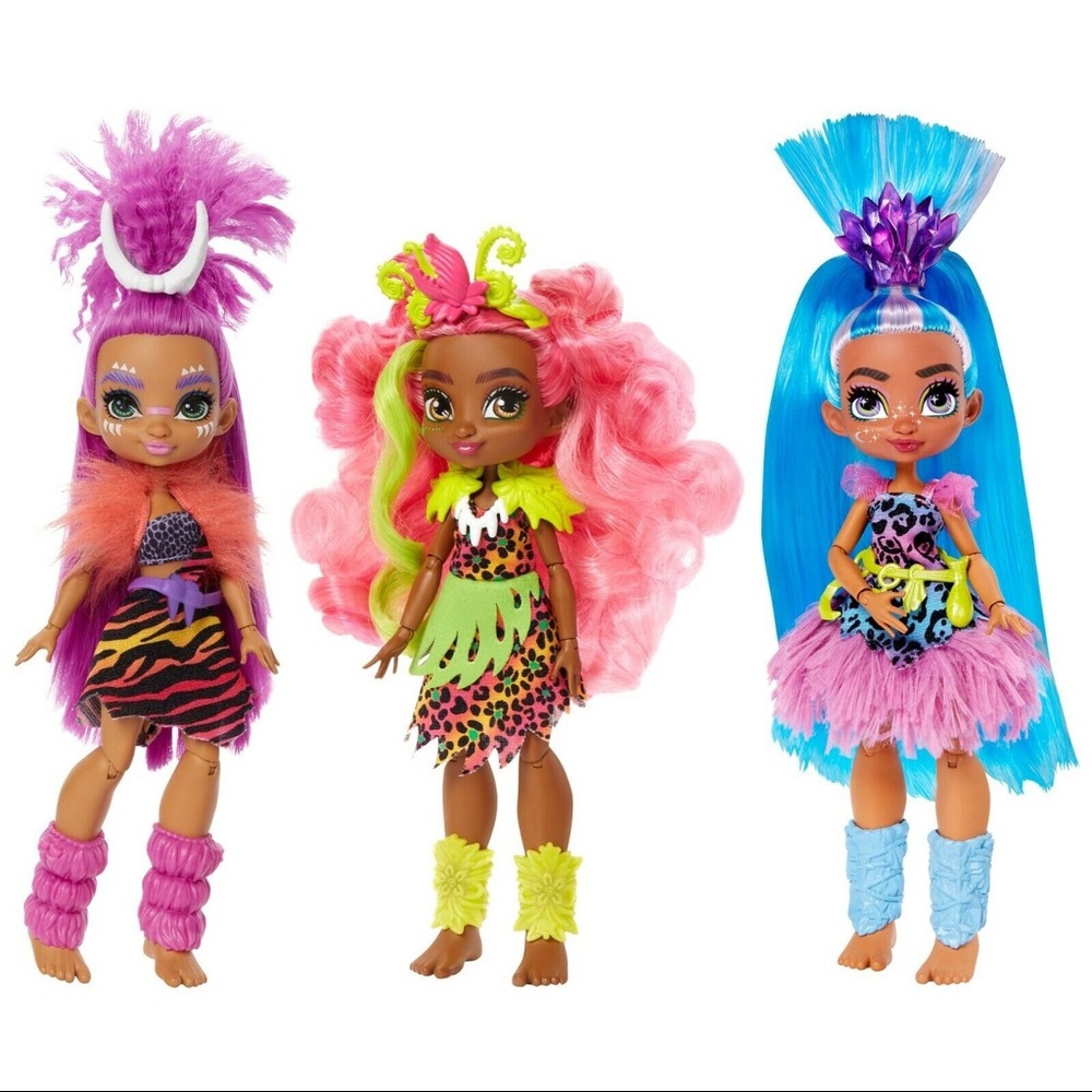 Cave Club Doll 3-Pack, Prehistoric Fashion Dolls
